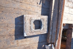 The chimney stack sat on a slab of blue stone