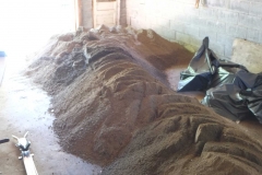 Piles of soil in garage